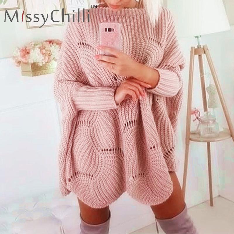 MissyChilli Pullover knitted streetwear sweater Long bat sleeve women fashion sweater Sexy autumn winter party sweater dress