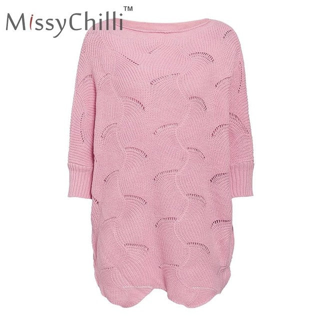 MissyChilli Pullover knitted streetwear sweater Long bat sleeve women fashion sweater Sexy autumn winter party sweater dress